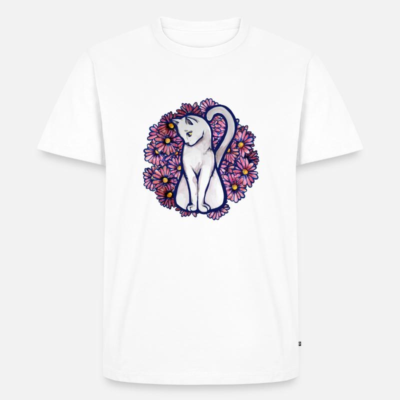 Blume Gänseblümchen Katze - Männer Premium Bio T-Shirt - Weiß