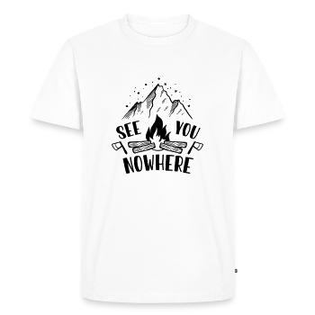 Mer vous nowhere | Camping Nature Design - T-shirt Premium bio Homme - blanc - Devant - Nico (187cm)