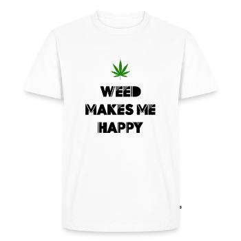 l’herbe me rend heureux cannabis marijuana - T-shirt Premium bio Homme - blanc - Devant - Nico (187cm)