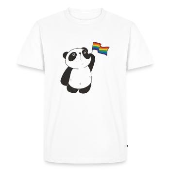 LGBTQ Panda Panda Bear Rainbow Flag LGBTQ+ Pride - Men's Premium Organic T-Shirt - white - Front - Nico (187cm)