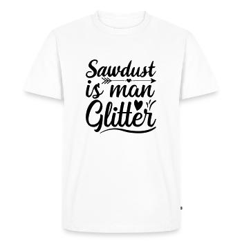 36 LA SCIURE DE BOIS EST DES PAILLETTES D’HOMME - T-shirt Premium bio Homme - blanc - Devant - Nico (187cm)