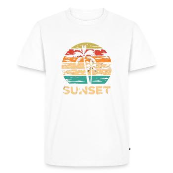 Art rétro coucher de soleil - T-shirt Premium bio Homme - blanc - Devant - Nico (187cm)