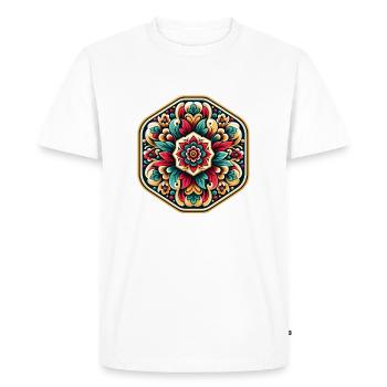 octogone floral vert et rouge inspiré d'art russe - T-shirt Premium bio Homme - blanc - Devant - Nico (187cm)
