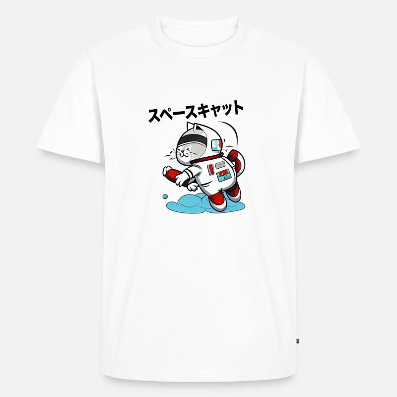 SPACE CAT JAPANISCH - Männer Premium Bio T-Shirt - Weiß