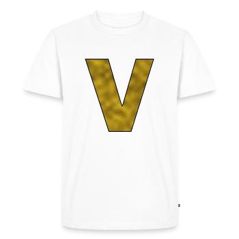 Lettre V Or - T-shirt Premium bio Homme - blanc - Devant - Nico (187cm)