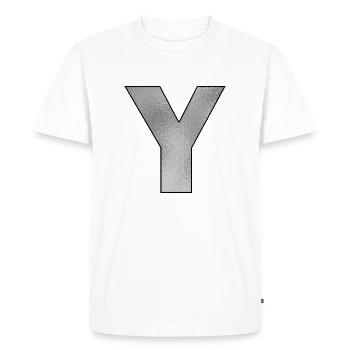 Lettre Y Argent - T-shirt Premium bio Homme - blanc - Devant - Nico (187cm)