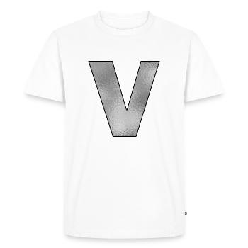 Lettre V Argent - T-shirt Premium bio Homme - blanc - Devant - Nico (187cm)
