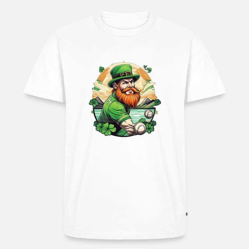 St. Patrick's Day Kleeblatt Baseball - Männer Premium Bio T-Shirt - Weiß