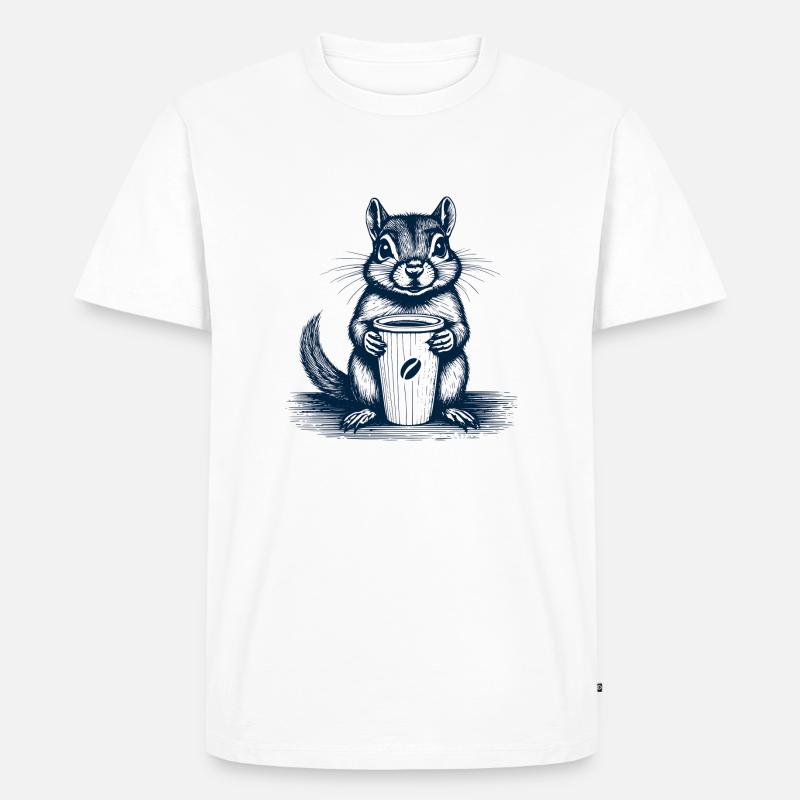 Kaffee Eichhörnchen - Männer Premium Bio T-Shirt - Weiß