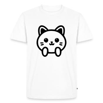 Cute Cat Head - Men's Premium Organic T-Shirt - white - Front - Nico (187cm)