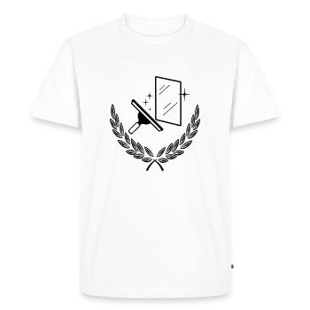 Window cleaners in laurel wreath windows washer logo - Men's Premium Organic T-Shirt - white - Front - Nico (187cm)