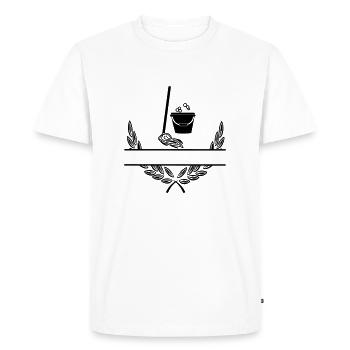 De l’eau, du savon et une serpillière en couronne de laurier - T-shirt Premium bio Homme - blanc - Devant - Nico (187cm)