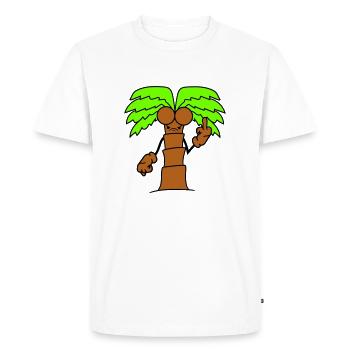 Drôle de palmier maléfique montrant un doigt d’honneur en colère bande dessinée - T-shirt Premium bio Homme - blanc - Devant - Nico (187cm)