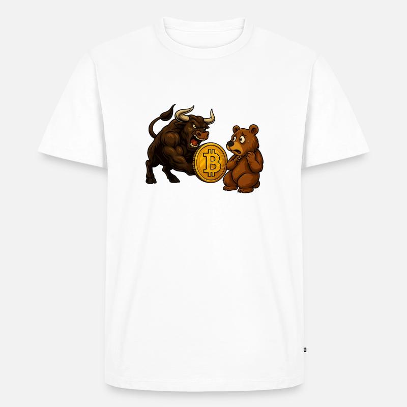 Bitcoin Bull vs. Bear - Männer Premium Bio T-Shirt - Weiß