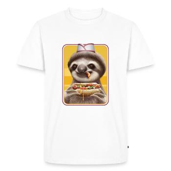 SLOTH SELLING HOTDOGS - Men's Premium Organic T-Shirt - white - Front - Nico (187cm)