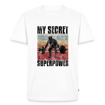 Bodybuilding is my secret superpower Bodybuilder - Men's Premium Organic T-Shirt - white - Front - Nico (187cm)