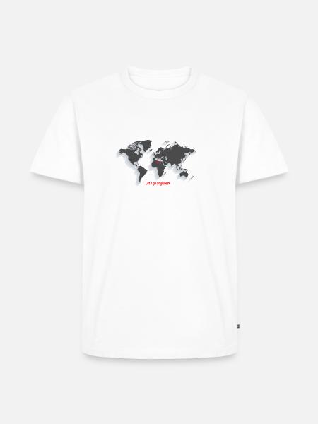Weltkarte schatten grau rotes Herz - Männer Premium Bio T-Shirt - Weiß