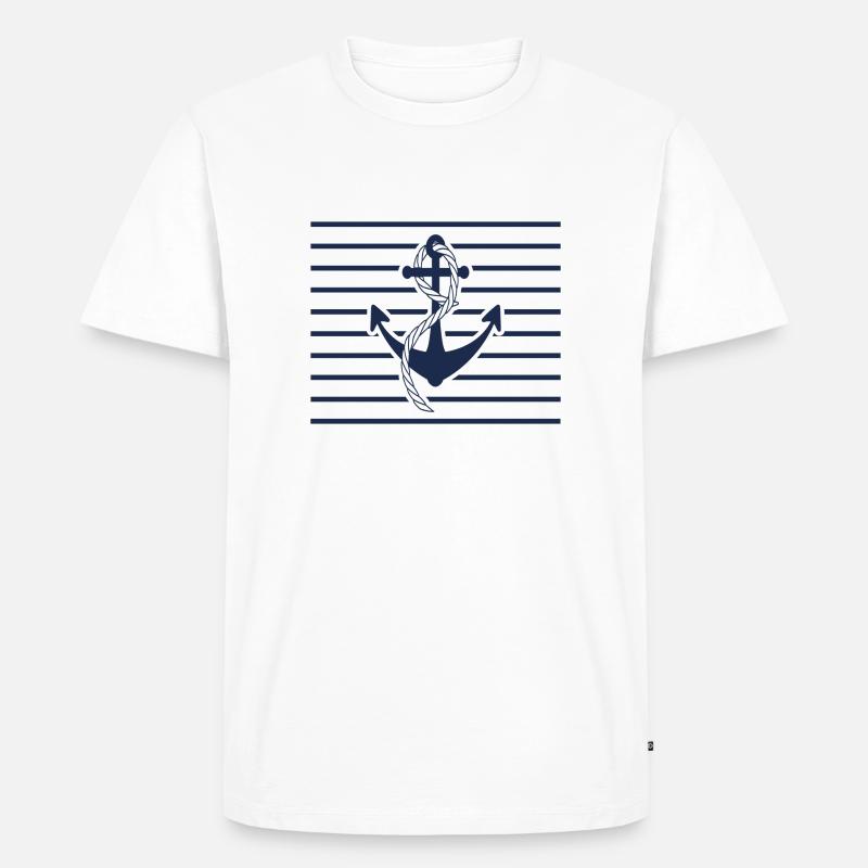 Segler und sein Anker - Männer Premium Bio T-Shirt - Weiß