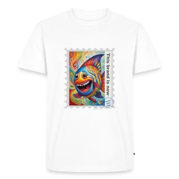 Airbrush-Illustration "Fish 03" EN - Men's Premium Organic T-Shirt - white - Front - Nico (187cm)