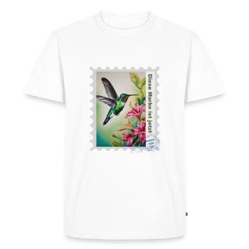 Airbrush illustration "Hummingbird 04" DE - Men's Premium Organic T-Shirt - white - Front - Nico (187cm)