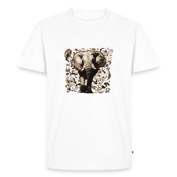 Afrikanischer Elefant von vorne abstrakter Savannenhintergrund - Männer Premium Bio T-Shirt - Weiß - Vorne - Nico (187cm)