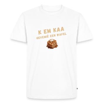 K EM KAA, GEVEMIË A WAFFLE. Antwerp dialect shirt - Men's Premium Organic T-Shirt - white - Front - Nico (187cm)