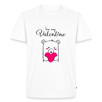 Mignon ours avec cœur sois mon Valentin - T-shirt Premium bio Homme - blanc - Devant - Nico (187cm)