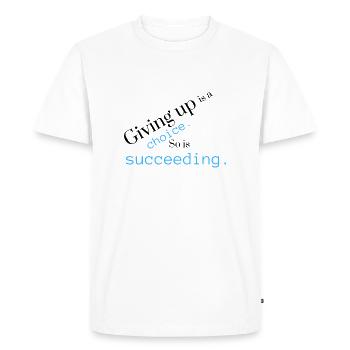 “Your Choice. Your Power.” - Men's Premium Organic T-Shirt - white - Front - Nico (187cm)