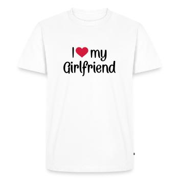 I love my girlfriend - Männer Premium Bio T-Shirt - Weiß - Vorne - Nico (187cm)