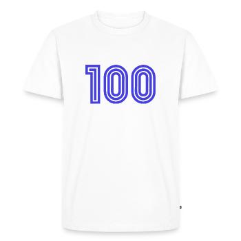 100. 100 ANS. 100e ANNIVERSAIRE. ANNIVERSAIRE 100 - T-shirt Premium bio Homme - blanc - Devant - Nico (187cm)