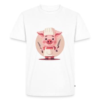 Cochon avec couteau Cochon Cochon - T-shirt Premium bio Homme - blanc - Devant - Nico (187cm)