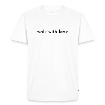 Marchez avec amour. Vivre dans l’amour - T-shirt Premium bio Homme - blanc - Devant - Nico (187cm)