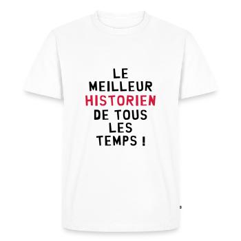 Histoire / Historien / Historienne / Ecole / Prof - T-shirt Premium bio Homme - blanc - Devant - Nico (187cm)