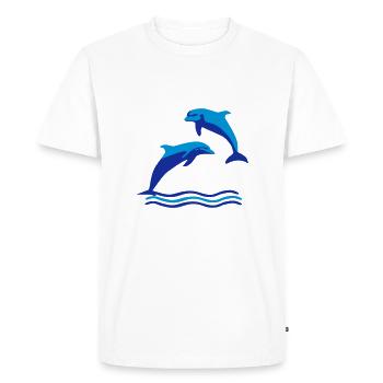 Dolphins & Waves, Dolphin - T-shirt Premium bio Homme - blanc - Devant - Nico (187cm)