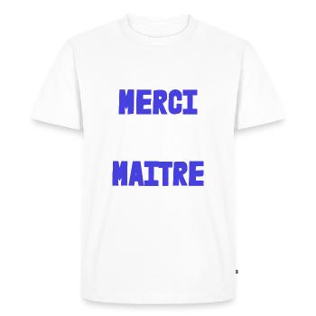 MASTER. THANK YOU. THANK YOU, MASTER. MASTER. MASTER GIFT - Men's Premium Organic T-Shirt - white - Front - Nico (187cm)