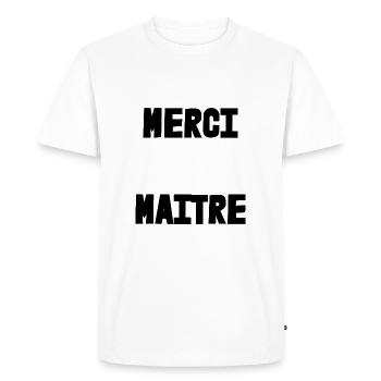 MASTER. THANK YOU. THANK YOU, MASTER. MASTER. MASTER GIFT - Men's Premium Organic T-Shirt - white - Front - Nico (187cm)