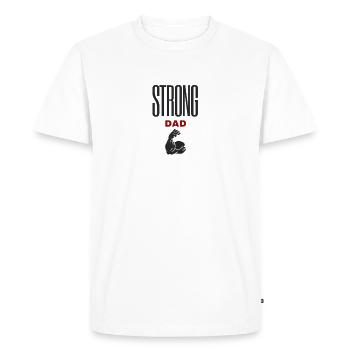 T-shirt pour Papa Fort / Strong Dad - T-shirt Premium bio Homme - blanc - Devant - Nico (187cm)