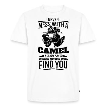 Ne jouez jamais avec un chameau - T-shirt Premium bio Homme - blanc - Devant - Nico (187cm)