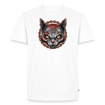 CHARIVARI Alley Katze V1 - Totenkopf - Männer Premium Bio T-Shirt - Weiß - Vorne - Nico (187cm)