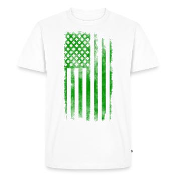Irish American Saint Patrick's Day Flag Washed - Men's Premium Organic T-Shirt - white - Front - Nico (187cm)