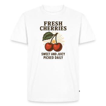 Cerises fraîches Vintage - T-shirt Premium bio Homme - blanc - Devant - Nico (187cm)