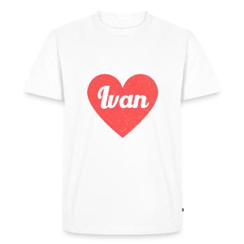 Ivan Name Red Heart Love Fan Retro - Men's Premium Organic T-Shirt - white - Front - Nico (187cm)