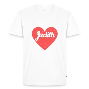 Judith Nom Coeur Rouge Amour Fan Rétro - T-shirt Premium bio Homme - blanc - Devant - Nico (187cm)