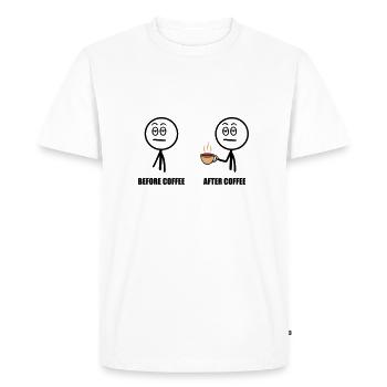 Before Coffee, After Coffee - T-shirt Premium bio Homme - blanc - Devant - Nico (187cm)