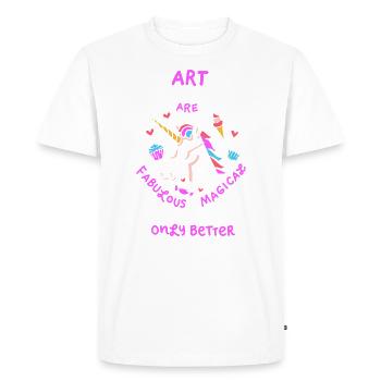 Professeur d’art Cadeau Professeur d’art École Licorne - T-shirt Premium bio Homme - blanc - Devant - Nico (187cm)