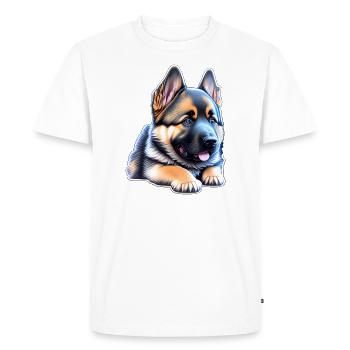 Cute German Shepherd Puppy - Men's Premium Organic T-Shirt - white - Front - Nico (187cm)