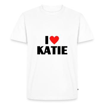 J’aime Katie Red Heart Love Fan Gift - T-shirt Premium bio Homme - blanc - Devant - Nico (187cm)