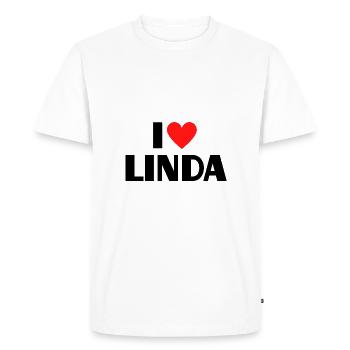 J’aime Linda Red Heart Love Fan Gift - T-shirt Premium bio Homme - blanc - Devant - Nico (187cm)