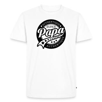 authentique super papa - T-shirt Premium bio Homme - blanc - Devant - Nico (187cm)