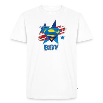 Superman S-Shield Boy - T-shirt Premium bio Homme - blanc - Devant - Nico (187cm)